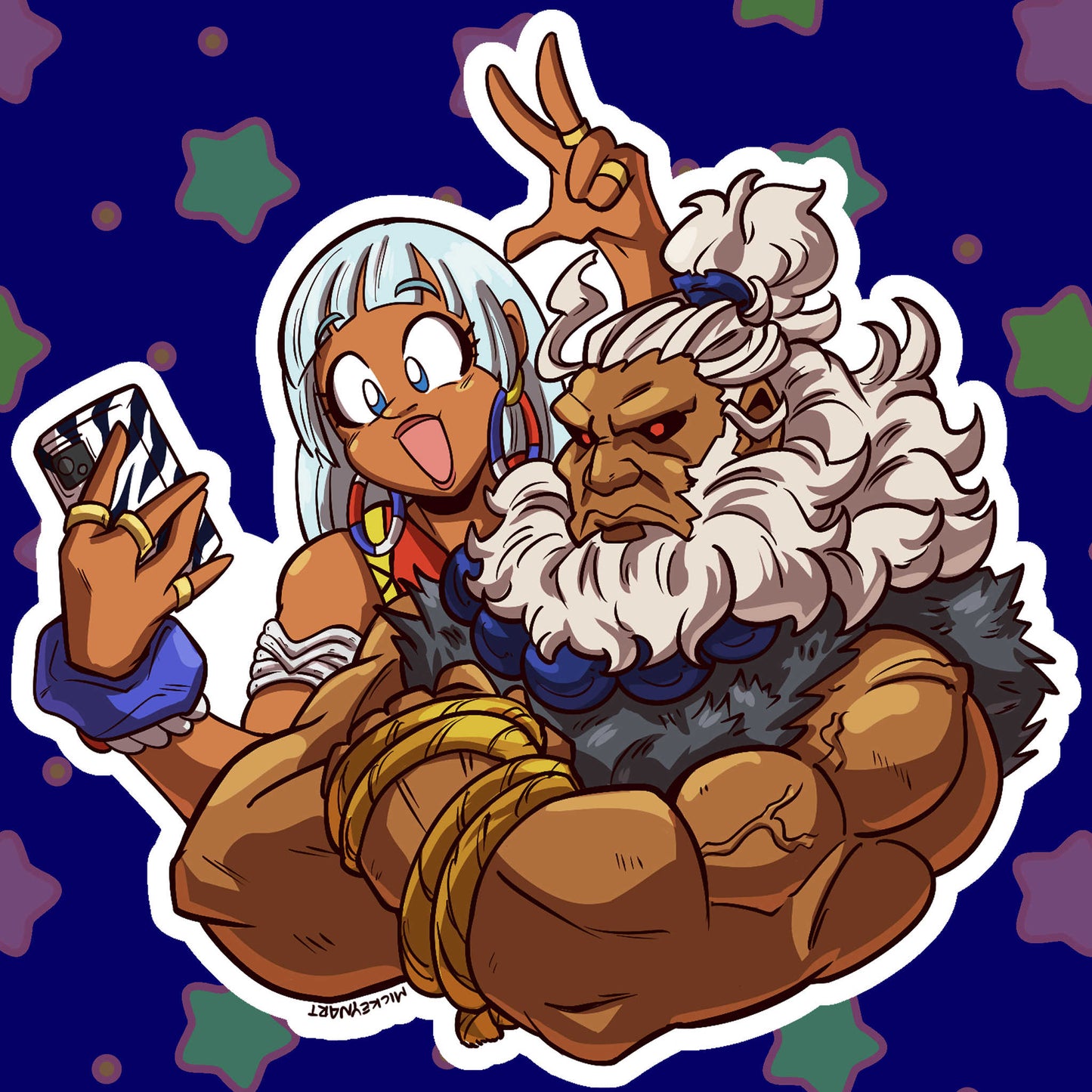 Elena & Akuma 5 inch Sticker