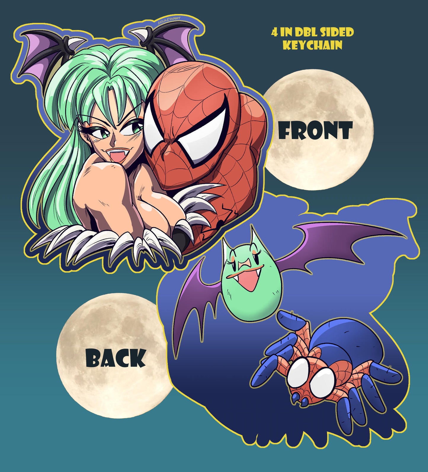 MorriganxSpiderman 4 inch Double-sided Keychain